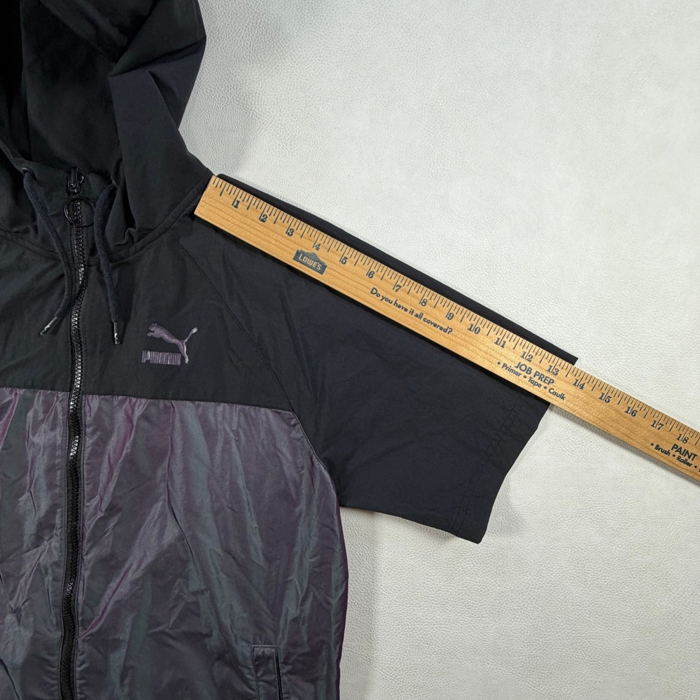 Puma Hooded Short Sleeve Reflective Wind Breaker Full Zip Jacket Mens Small - Picture 7 of 16